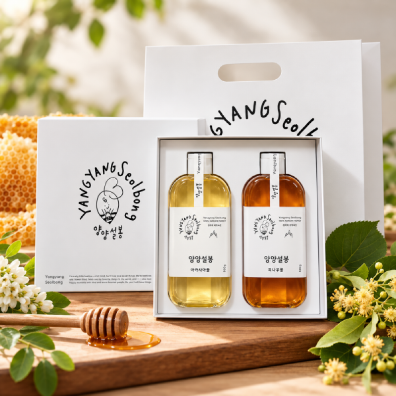 양양몰,자연그대로의 천연 벌꿀 한벌꿀(아카시아꿀&피나무꿀 380g x 2종세트)